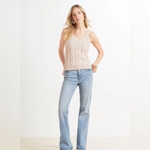 EVEREVE “Maeve” Cream Cable Knit V Neck Sweater Tank Top